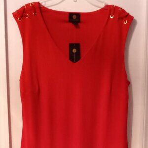 New Women’s Red JM Collection Sleeveless Short Dress (Sz M)